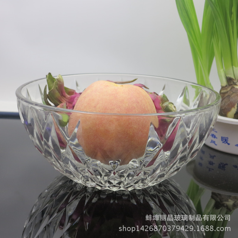 廠傢熱銷蘋果碗  大號鉆石碗 促銷禮品玻璃碗 水果碗 質量保證批發・進口・工廠・代買・代購