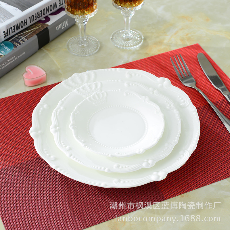 批發歐式浮雕餐盤純白創意小菜碟組合茶盤西餐盤工廠,批發,進口,代購