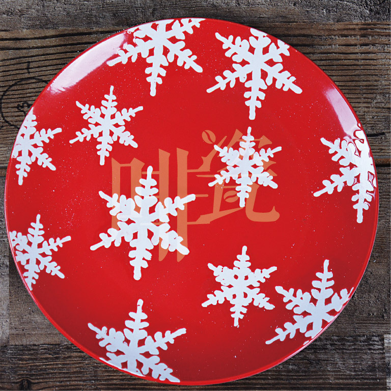 啡瓷 聖誕紅釉雪花小圓盤 馬克杯陶瓷盤紙杯logo圖案顏色定製工廠,批發,進口,代購
