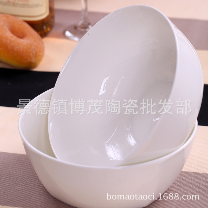 骨瓷方形米飯碗 純白韓式骨瓷餐具瓷器 景德鎮麵碗大湯碗 沙拉碗工廠,批發,進口,代購