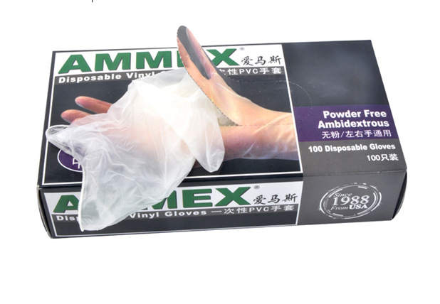 愛馬斯手套AMMEX 原裝進口 一次性PVC手套 無粉光麵透明食品級工廠,批發,進口,代購