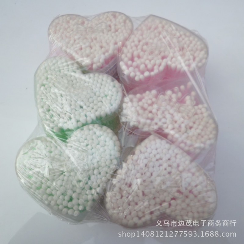 一包6個心形/花型盒裝塑料棉簽 100%脫脂化妝棉棒 一元兩元店批發工廠,批發,進口,代購