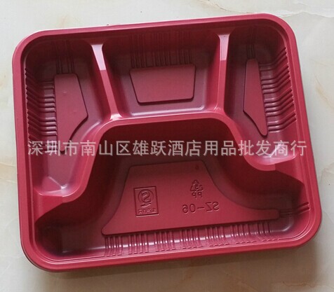 加厚一次性快餐盒/紅黑4格環保塑料盒/便當盒/盒飯盒整套批發工廠,批發,進口,代購