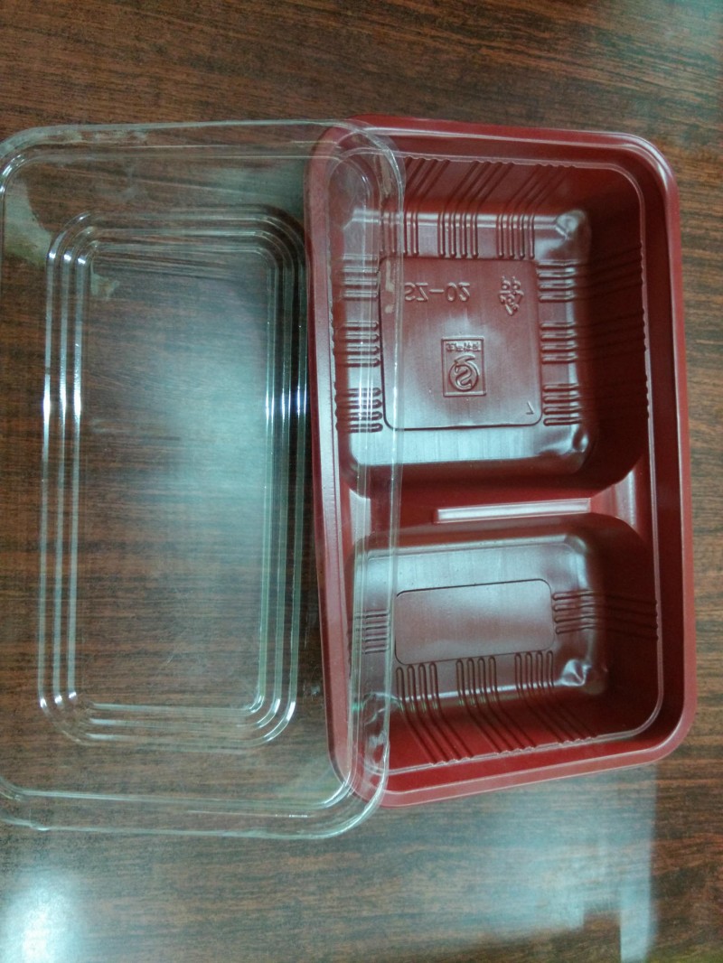直銷一次性塑料外賣餐飲打包裝兩格紅黑餐盒 BL-02 500套/箱批發・進口・工廠・代買・代購
