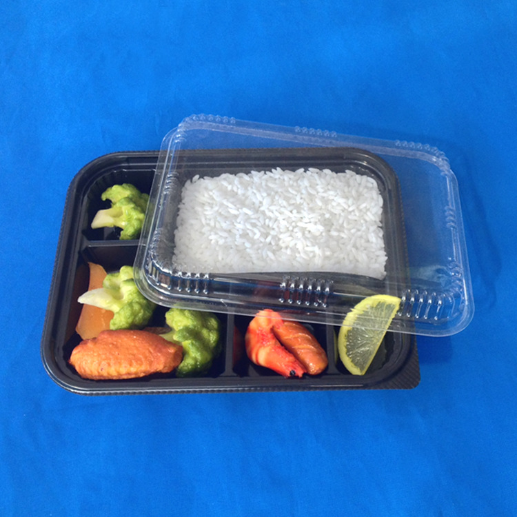 SM3-1101 5格塑料餐盒一次性飯盒，PS塑料盒黑色快餐盒，廠傢直銷批發・進口・工廠・代買・代購