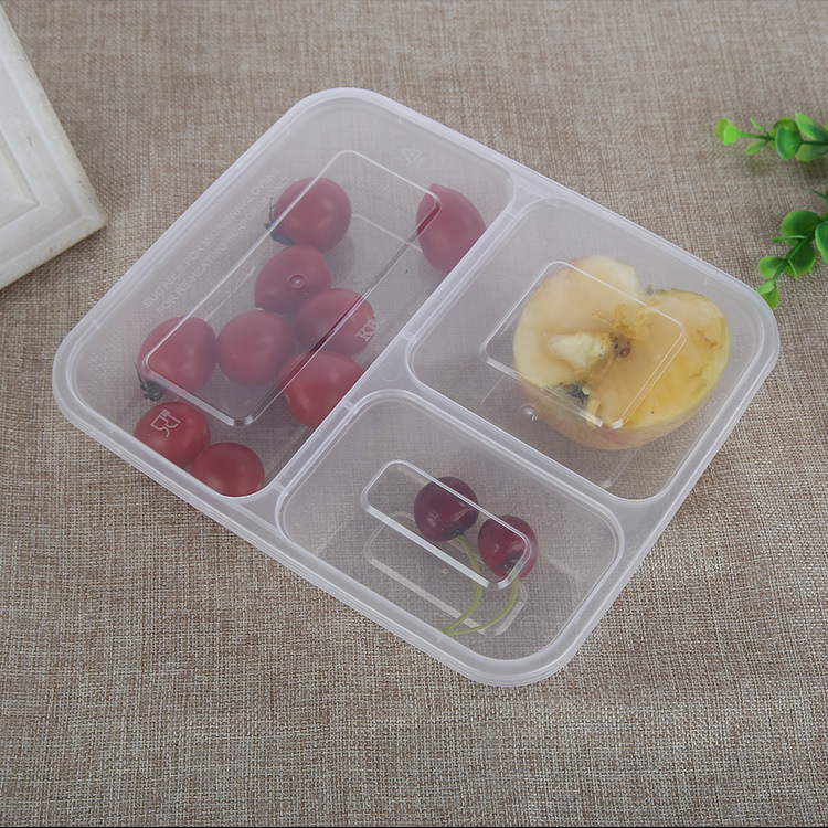 三格透明方型 一次性塑料打包飯盒 便當快餐pp保鮮盒碗廠傢批發批發・進口・工廠・代買・代購