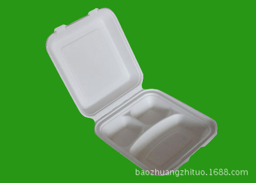 廠傢批發三格外賣餐盒 便當紙餐盒 快餐專用環保紙漿餐盒批發・進口・工廠・代買・代購