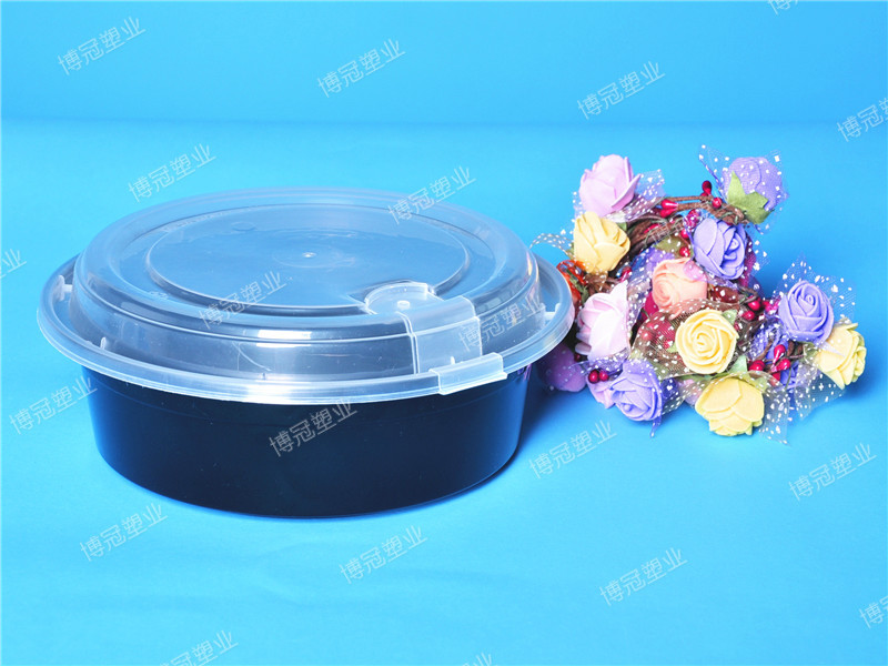 高檔700ml圓形加厚一次性餐盒黑色透明打包碗保鮮盒批發・進口・工廠・代買・代購
