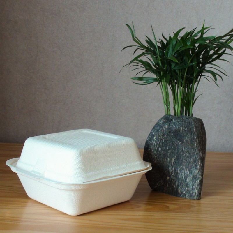 6寸漢堡盒（白漿） 一次性紙漿飯盒、綠色環保打包盒、西餐點心盒批發・進口・工廠・代買・代購
