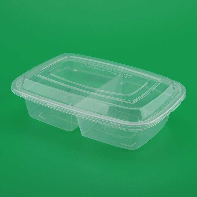 喇叭花1000ml一次性飯盒 雙格塑料打包盒 外賣炒菜盒保鮮盒150個工廠,批發,進口,代購