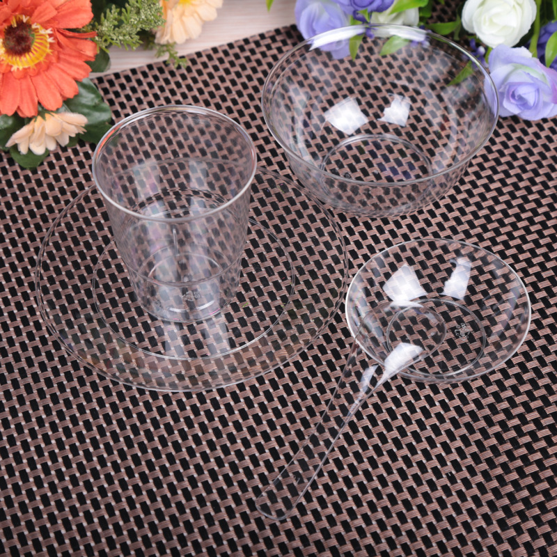 工廠直銷一次性碗勺 杯子 現代塑料透明碗套裝 一次性餐具 打包盒工廠,批發,進口,代購