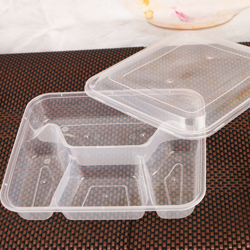 一次性碗 1000ML方形四格塑料飯盒 一次性快餐打包碗 外賣保鮮盒批發・進口・工廠・代買・代購