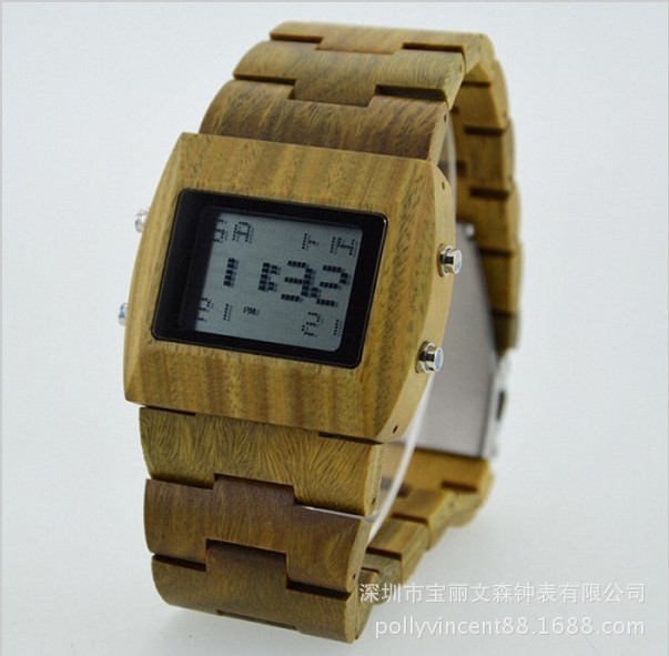 新款檀木表天然環保男士木鏈電子表wood watch工廠,批發,進口,代購