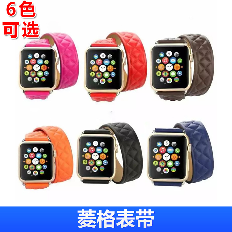 Apple Watch智能手錶帶菱格真皮表帶 蘋果Iwatch牛皮手錶帶批發工廠,批發,進口,代購