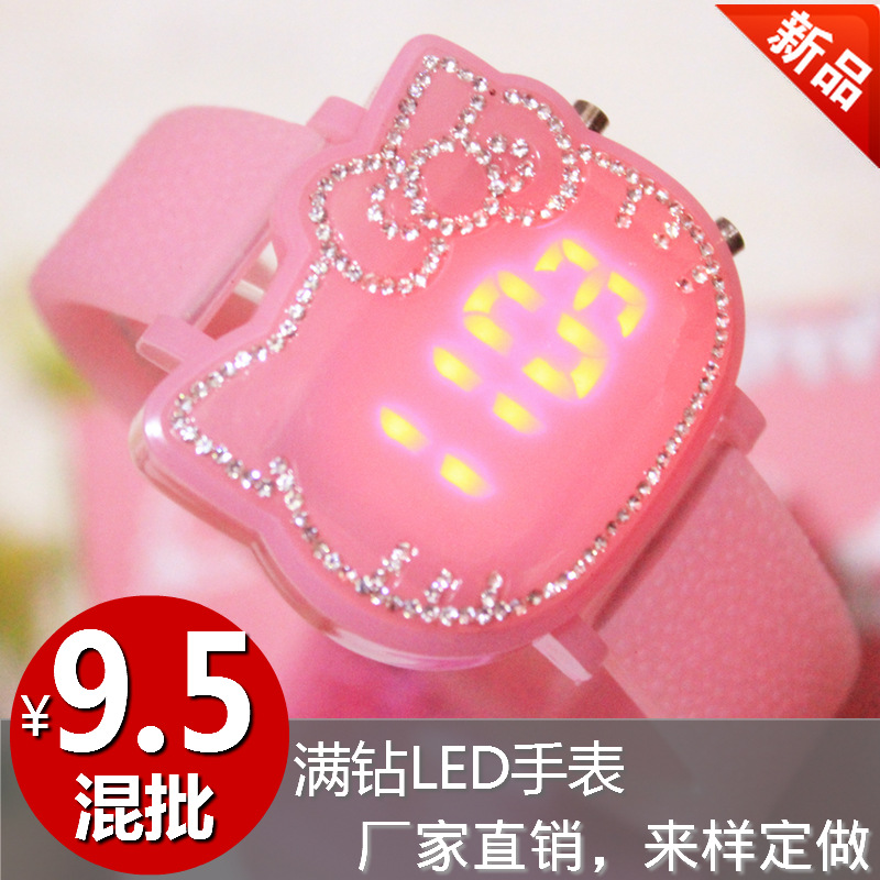 新款LED兒童手錶Hello kitty貓學生卡通韓版時尚LED手錶 外貿批發批發・進口・工廠・代買・代購