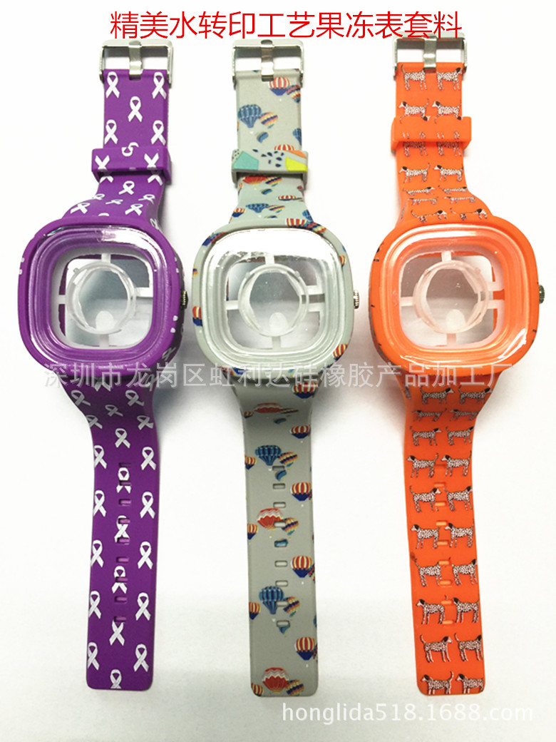 工廠直銷水轉工藝矽膠表帶 手錶帶 果凍表帶 車線手錶帶 雙色表帶批發・進口・工廠・代買・代購