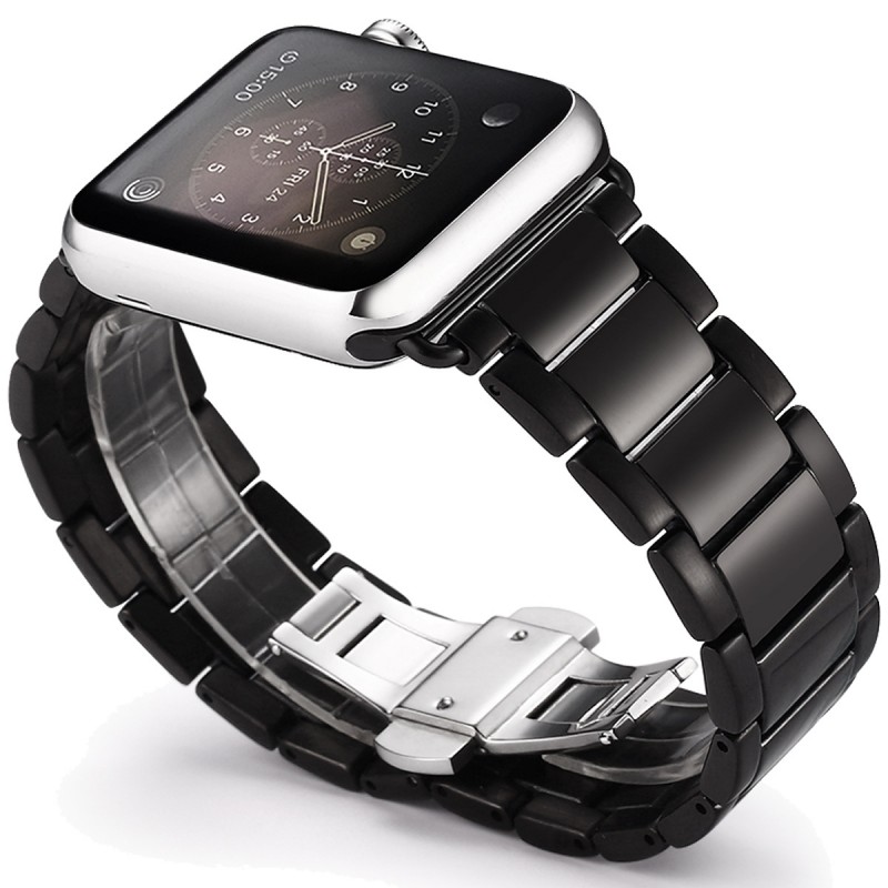外貿爆款蘋果Apple watch手錶表帶 蝴蝶扣三珠不銹鋼實心手錶帶批發・進口・工廠・代買・代購