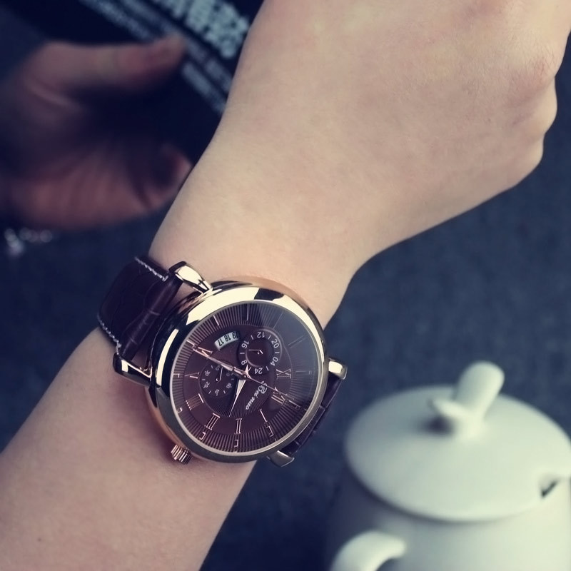 雨辰新款手錶 淘寶熱銷韓式流行男士休閒商務手錶帶日歷精品手錶批發・進口・工廠・代買・代購