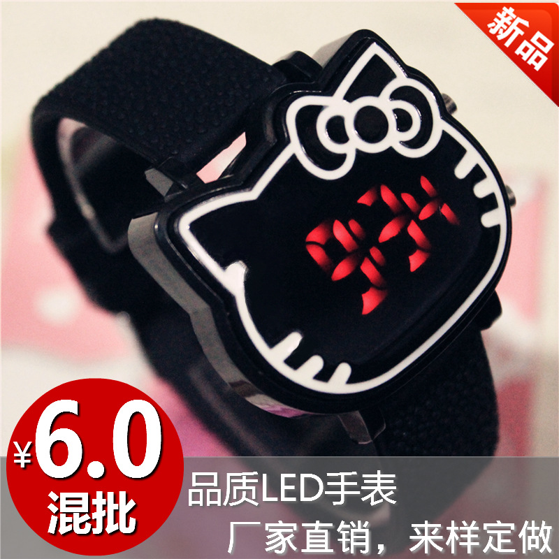 新款LED兒童手錶Hello kitty貓學生女孩卡通電子韓版時尚手錶批發批發・進口・工廠・代買・代購