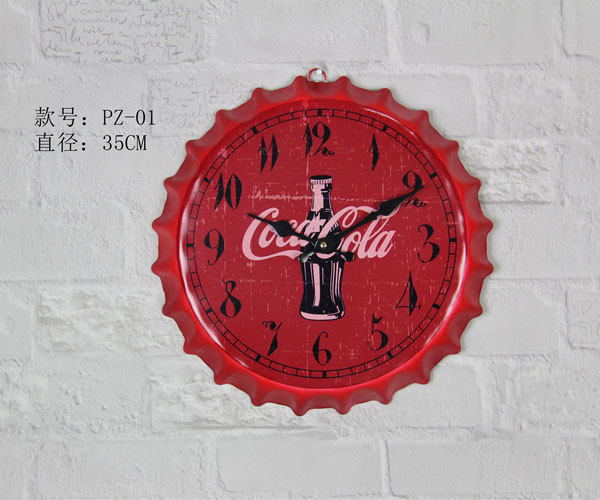 鐵製創意酒蓋鐘 啤酒蓋鐘表 裝飾工藝品 紅色可口可樂工廠,批發,進口,代購