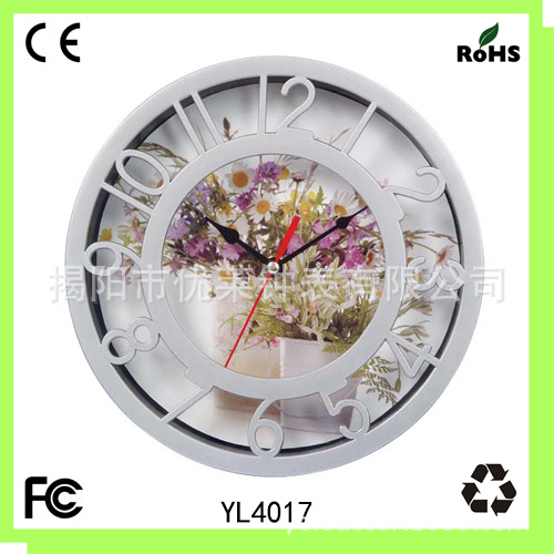 韓國熱銷掛鐘 塑料廣告掛鐘 促銷贈品時鐘 雕花鏤空鐘表10寸工廠,批發,進口,代購