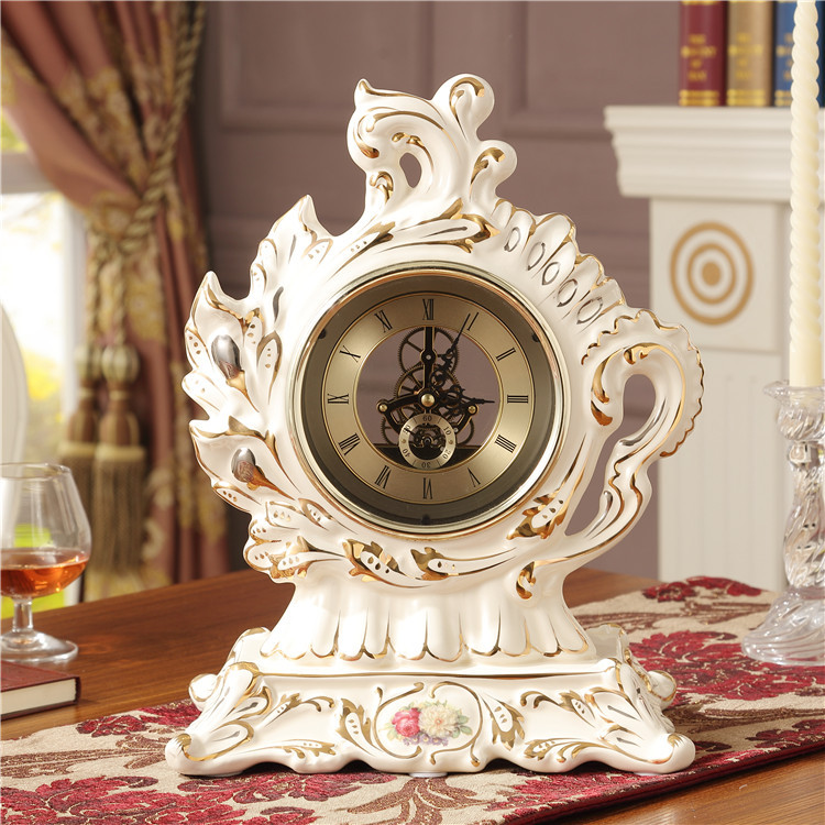 歐式陶瓷座鐘擺鐘奢華高檔傢居裝飾臺鐘機械鐘復古擺件大號工廠,批發,進口,代購