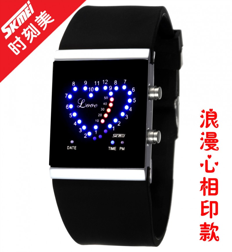 時刻美正品韓版LED心形手錶 心形情侶果凍精美防水手錶批發 0952工廠,批發,進口,代購