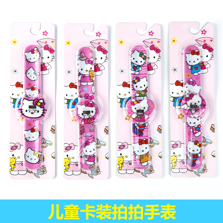 工廠直銷卡通彩印Hello Kitty啪啪圈手錶拍拍手錶便宜禮品電子表工廠,批發,進口,代購