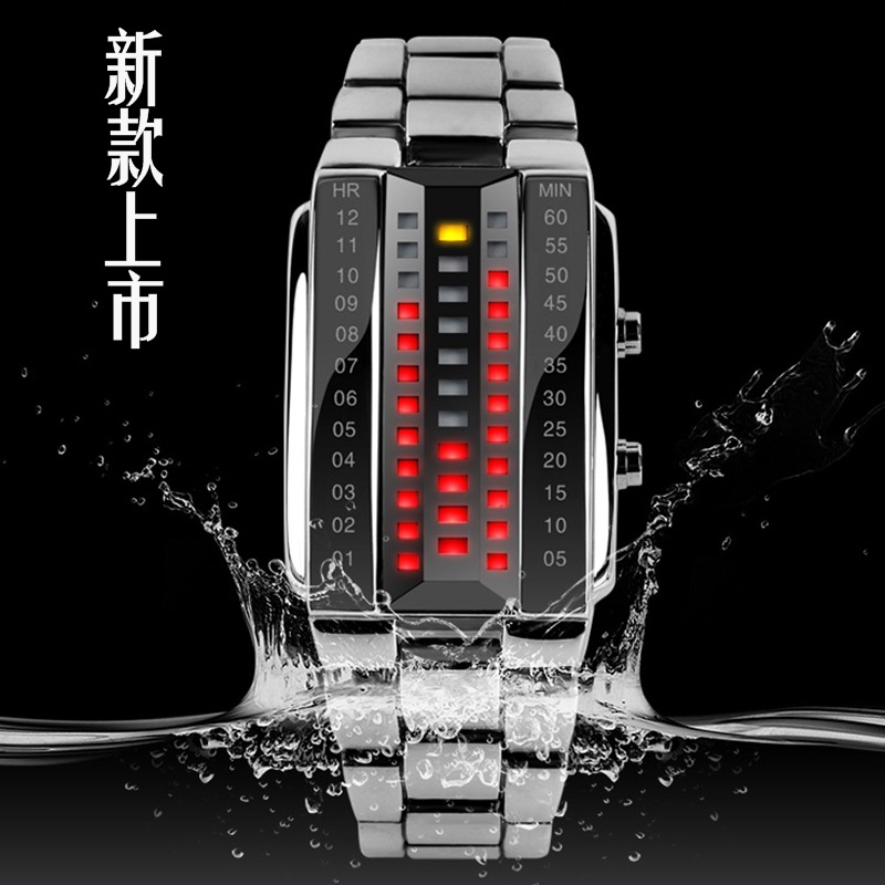 廠傢直銷最新款兩豎排雙排燈手錶時尚潮流電子手錶3D創意LED手錶工廠,批發,進口,代購