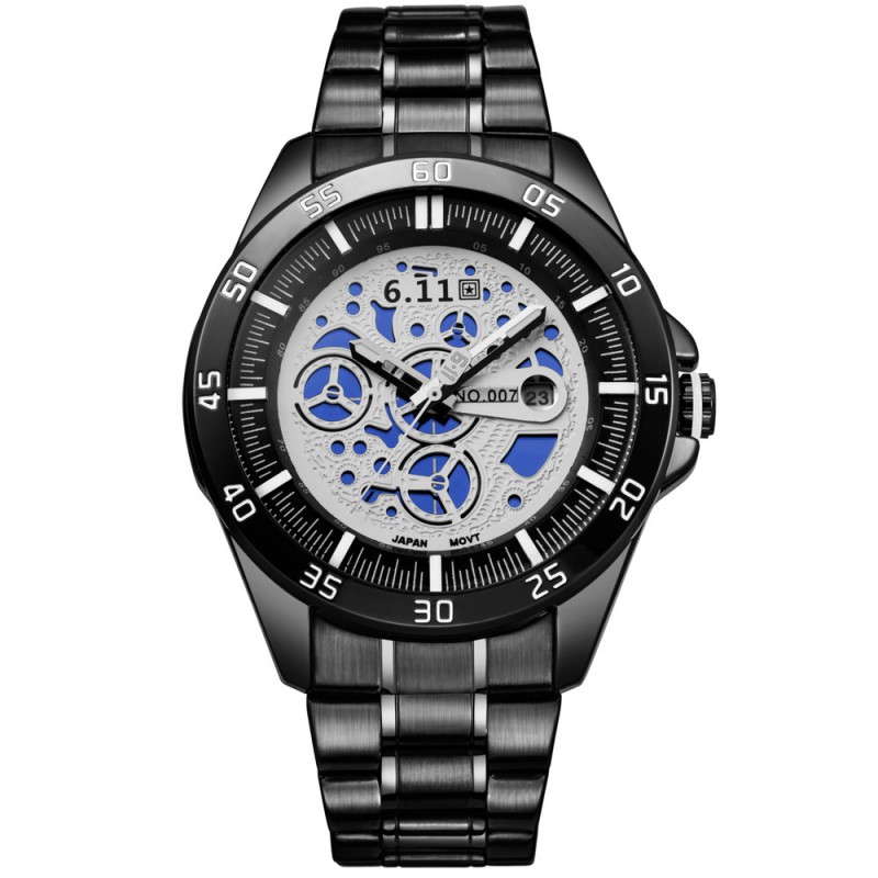 時尚NO-007光波防水節能環保日歷光電手錶光能手錶 男士鋼帶手錶工廠,批發,進口,代購