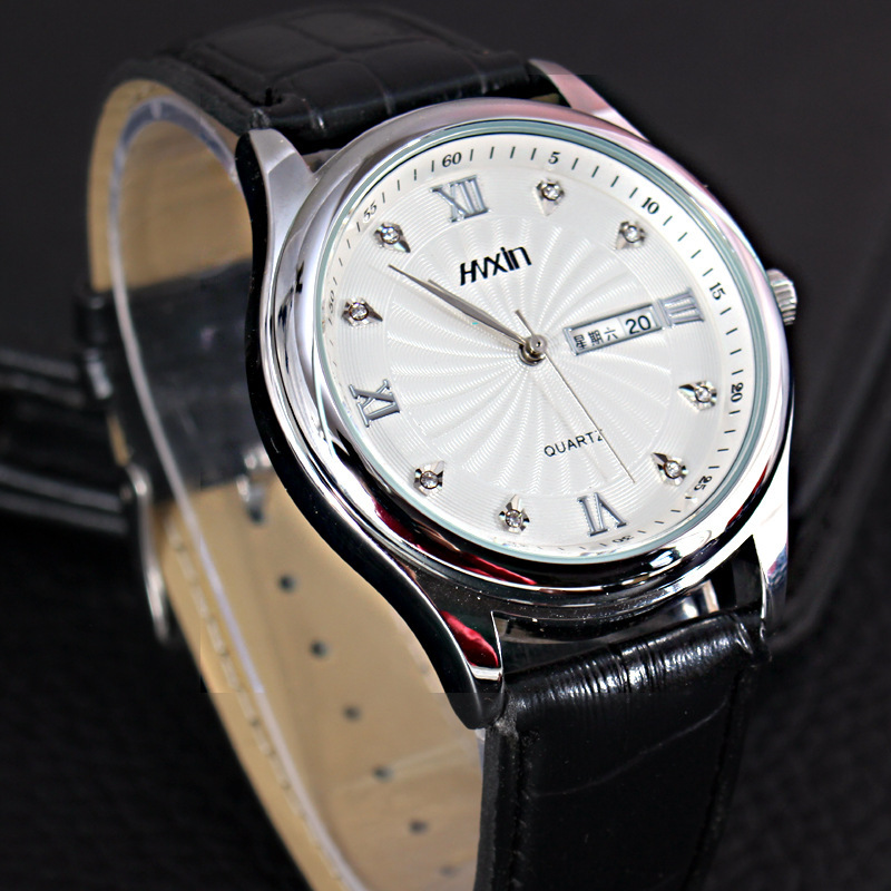 瑞士正品商務石英手錶帶雙日歷防水腕表鋼帶皮帶任選成功男電子表工廠,批發,進口,代購
