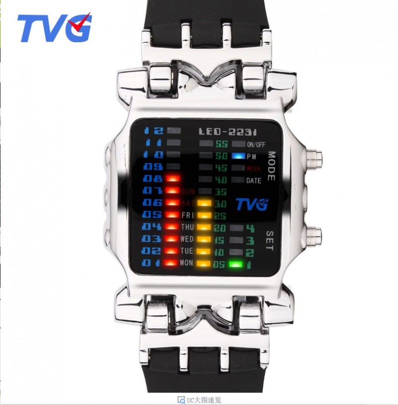 TVG 多功能潮流時尚夜光防水創意手錶 韓版個性LED電子表男學生工廠,批發,進口,代購