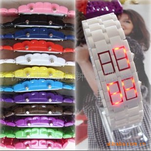 批發外貿暢銷塑膠溶巖LED手錶一代時尚韓版多色飾品果凍表款工廠,批發,進口,代購