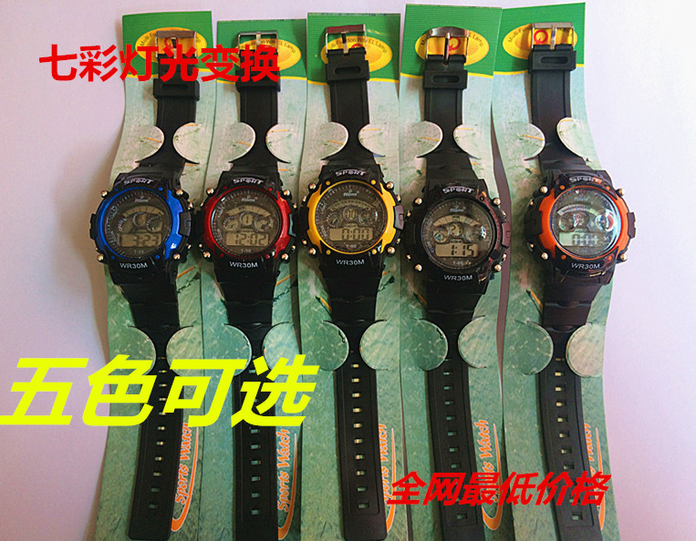 臨沂手錶 t-58夜光防水表  運動手錶　數字 七彩防水學生表工廠,批發,進口,代購