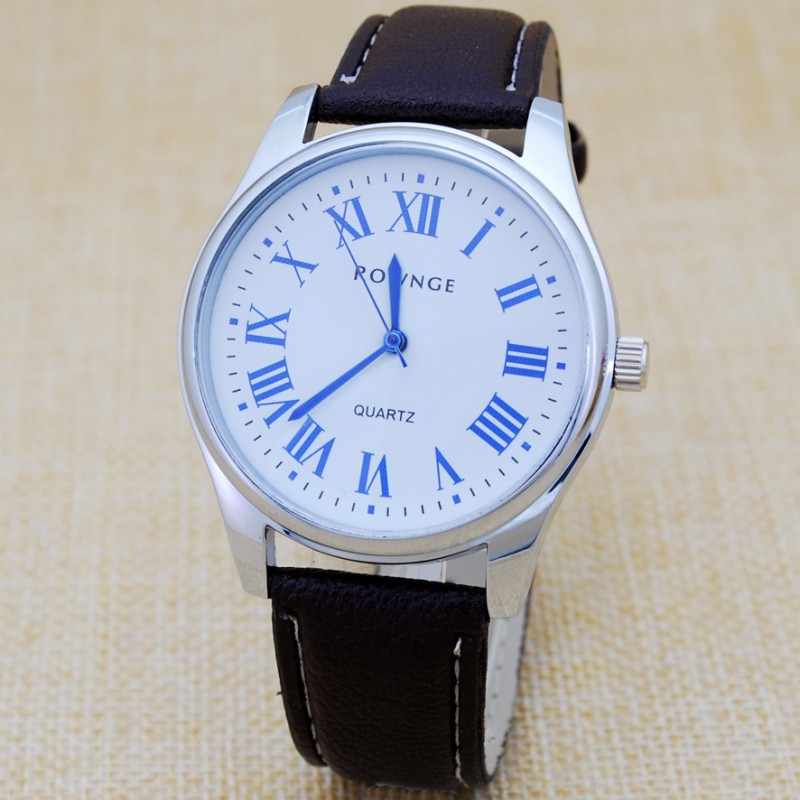 一件代發 電商微商專供真皮帶藍色羅馬數字刻度手錶 商務男士手錶工廠,批發,進口,代購