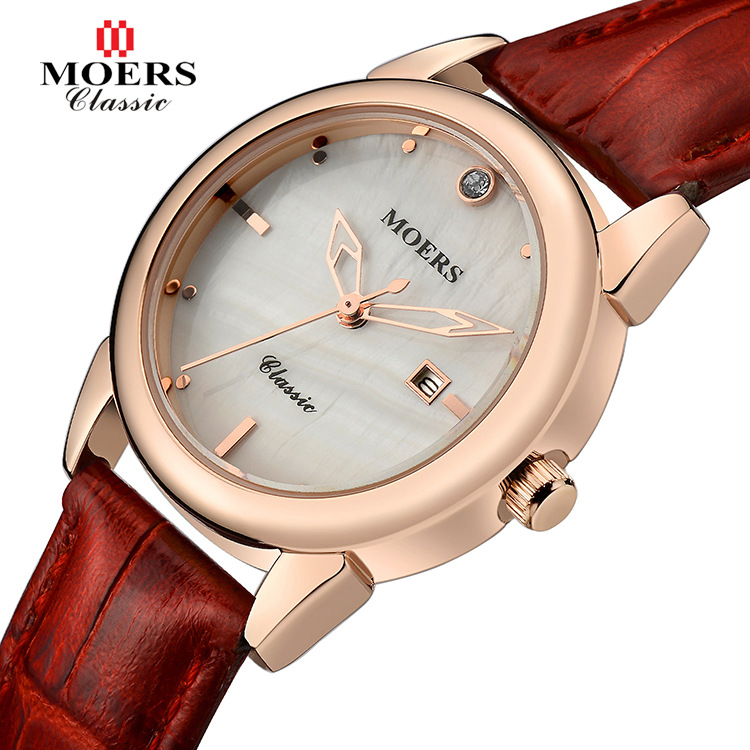 摩爾時女士皮帶手錶時尚潮流石英水鉆復古日歷時腕表PM6330工廠,批發,進口,代購