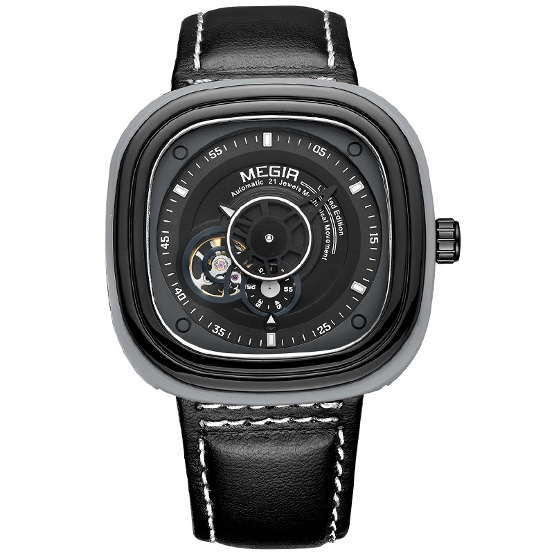 美格爾(MEGIR)男表時尚潮流夜光橢圓形全自動機械男士手錶 3012G工廠,批發,進口,代購