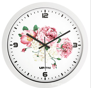 創意時尚 12寸超靜音機芯時鐘 客廳時尚掛鐘鐘表 玫瑰白烤漆工廠,批發,進口,代購