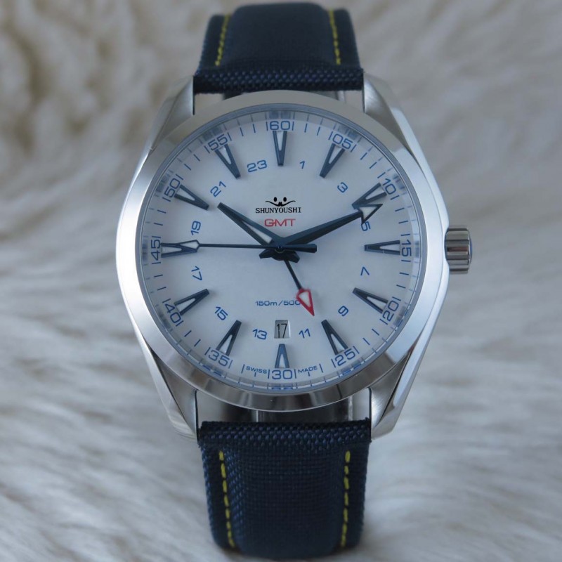 瑞士手錶 帆佈皮帶 自動機械8500機芯 隊長GMT 背透皮帶表 MA209批發・進口・工廠・代買・代購
