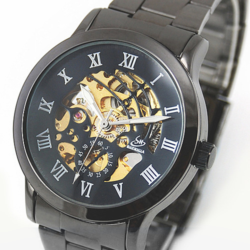 EBAY熱銷 鋼帶鏤空自動機械手錶 大表盤男士手錶 (NBW0HE6763)工廠,批發,進口,代購
