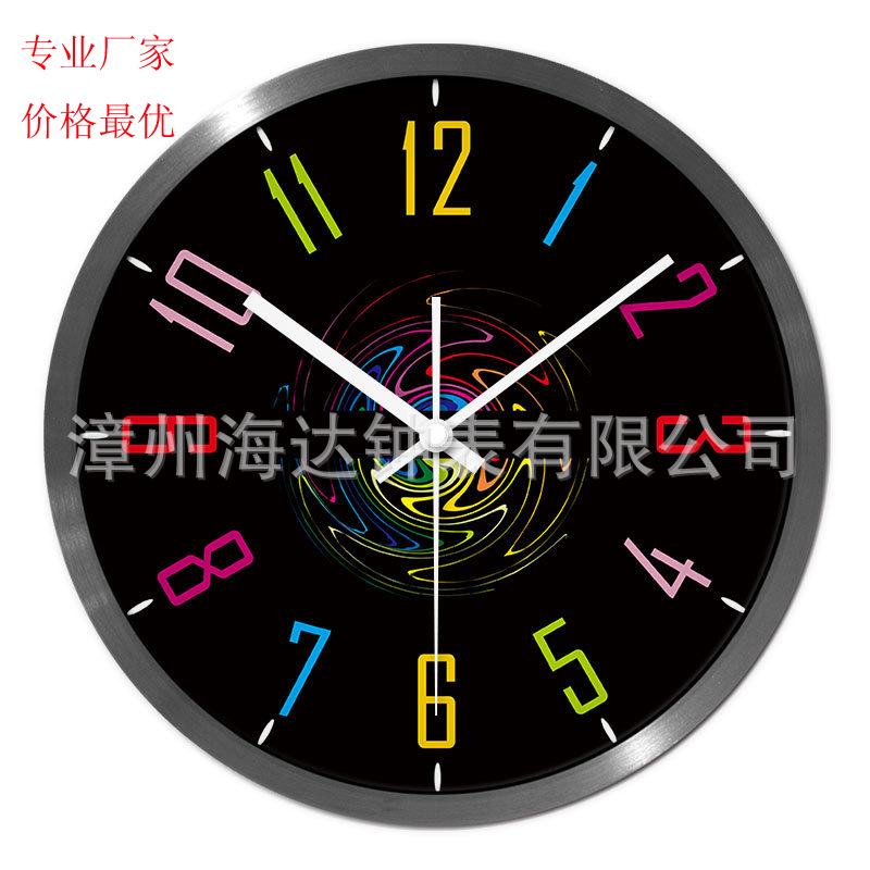 廠傢直銷 圓形不銹鋼掛鐘 歐式傢居客廳靜音掛鐘金屬壁掛鐘表工廠,批發,進口,代購