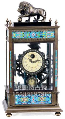 鐘銅座鐘表|仿古景泰藍獅子壓力滾珠鐘|無需鑰匙上弦|重力鐘表批發・進口・工廠・代買・代購