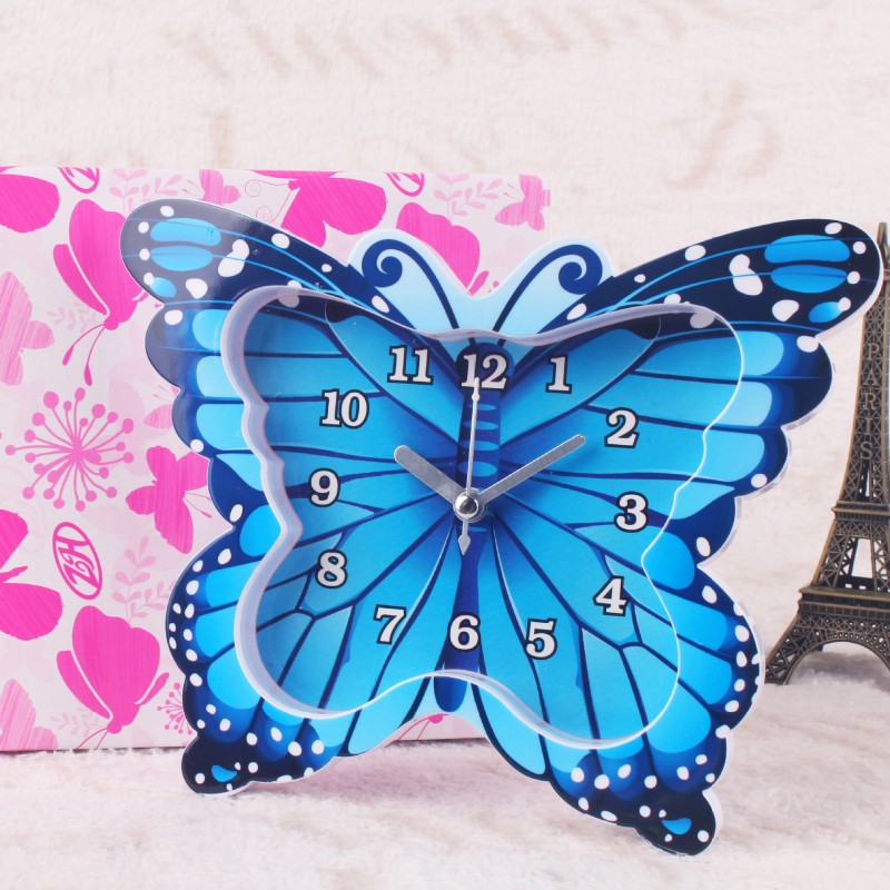 創意彩色蝴蝶造型鐘 ZH878A靜音掃描表 傢居擺件 學生情侶禮品批發・進口・工廠・代買・代購