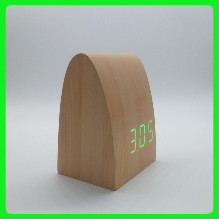 新品塔形桌麵臺式LED數字顯示電子木頭鐘 聲控木鐘 鬧鐘 傢居飾品工廠,批發,進口,代購
