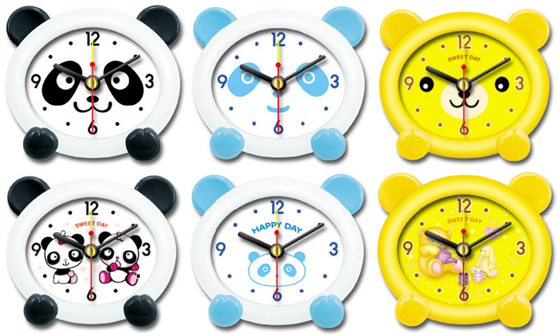 Clock-小熊 熊貓小鬧鐘 帶搖擺 小鐵架 兒童時鐘 座鐘 掛鐘 塑料工廠,批發,進口,代購