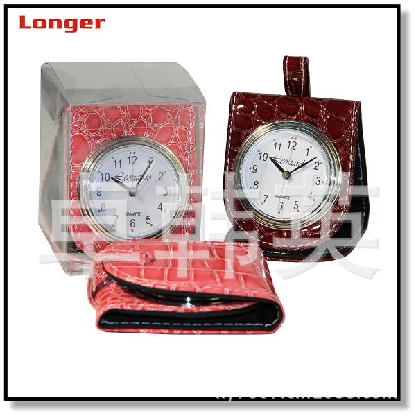 歐標皮革旅行鐘    可折疊旅行鬧鐘   優質皮包鐘   LG2025工廠,批發,進口,代購