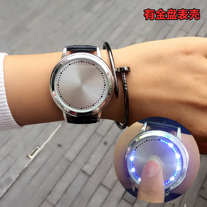 時尚創意概念個性智能真皮帶簡約防水LED男女士學生情侶手錶一對工廠,批發,進口,代購