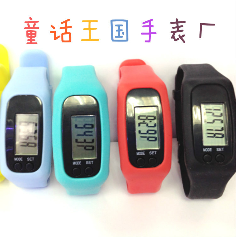 新款上市LED計步器手錶 韓版時尚多功能計步手錶男女學生矽膠手環工廠,批發,進口,代購