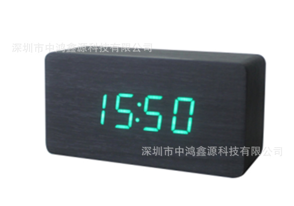 CYP-012木製床頭靜音夜光電子鐘 木製LED聲控時鐘溫度日期批發・進口・工廠・代買・代購