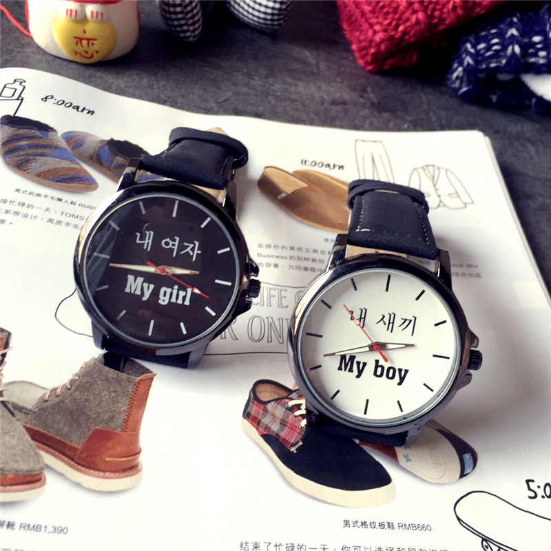 韓版街頭情侶手錶簡約男女學生款電子表文字控黑白非主流原宿手錶批發・進口・工廠・代買・代購
